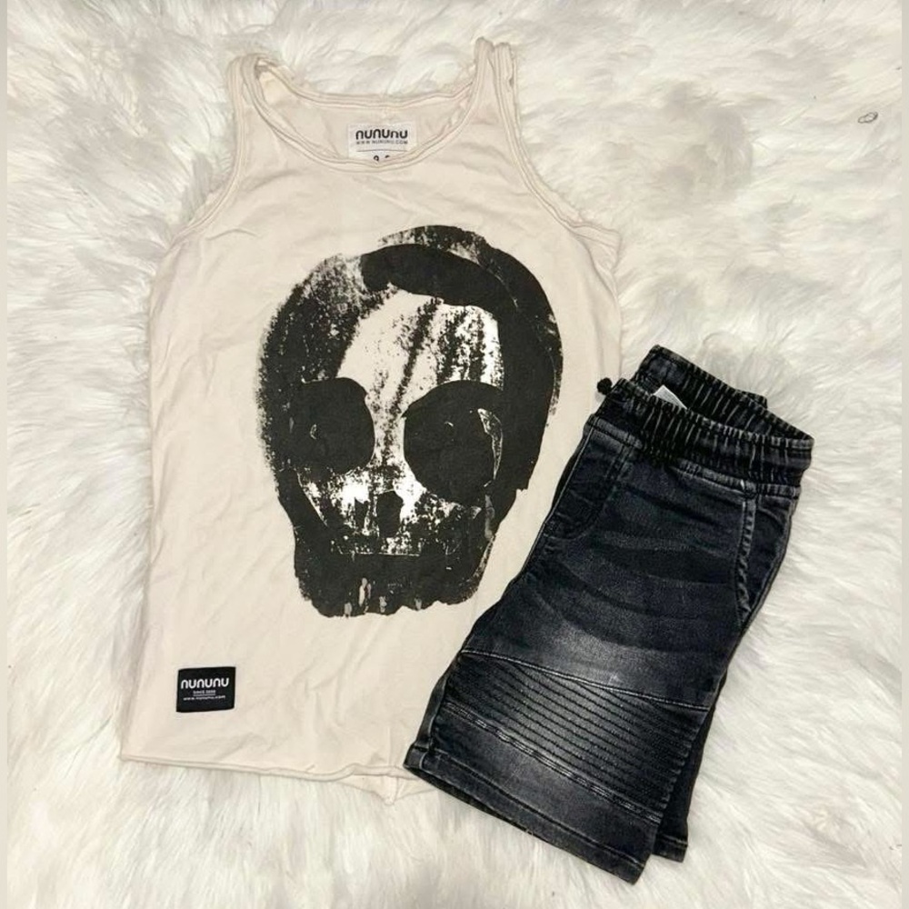 Nununu Cream Skull Tank boys - big kid 8/9